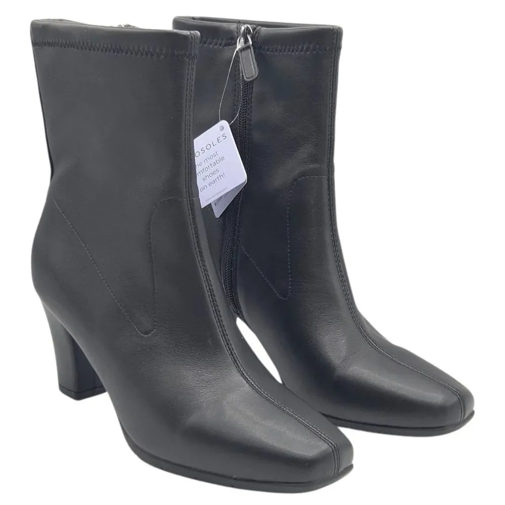 Aerosoles‎ Women's Cinnamon Heeled Tailored Booties Black Size 9.5 Ankle Boots